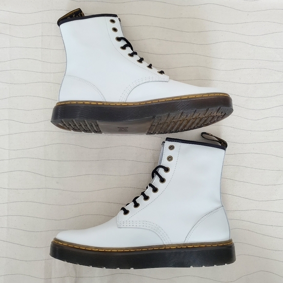 NEW Dr Martens Womens Zavala T Lamper Combat Boots Leather White Size 10 - Picture 8 of 10